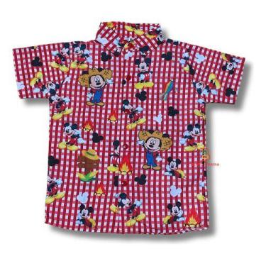Imagem de Camisa Infantil Festa Junina Xadrez Mickey Mouse Caipira - Pequenos En