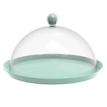 Imagem de Porta Bolo Torta 30cm Verde Menta Bubble com Cúpula Crippa Boleira Doces Petiscos