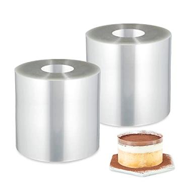 Imagem de Colar para bolo, pacote com 2 rolos transparentes de mousse de bolo, tiras transparentes para bolo, rolos transparentes, folhas de acetato de bolo de mousse para assar mousse de chocolate, decoração