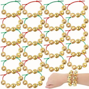 Imagem de Cooraby Pacote com 24 Pulseiras de Natal com Jingle Bell Pulseiras Ajustáveis de Presente de Natal com Jingles de Metal para Lembranças de Festas de Feriado