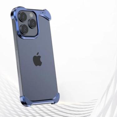 Imagem de Protetor de lente de liga de titânio irregular de luxo para iPhone 16 Pro Max 15 14 13 Pro, capa protetora à prova de choque e sem bordas, azul, para iPhone 16 Plus