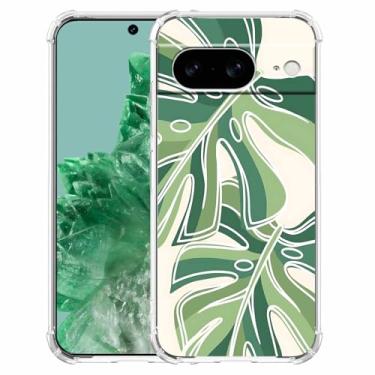 Imagem de AOSSXIN Monstera Leaves Minimalista Planta Linha Artística, Capa Amortecedora de TPU Macio Moderno para Google Pixel 8 Transparente