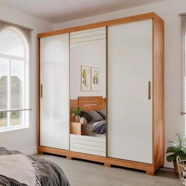 Imagem de Guarda Roupa Búzios Casal 3 Portas Correr 4 Gavetas Panan, Cinamomo/Of