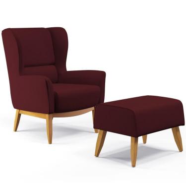 Imagem de Kit Poltrona Milena D02 Com Puff Viseo Veludo Marsala C-278