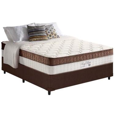 Imagem de Cama Box Casal: Colchão Molas Ensacadas Anjos Masterpocket King Best Marrom + Base Brown(138X188)