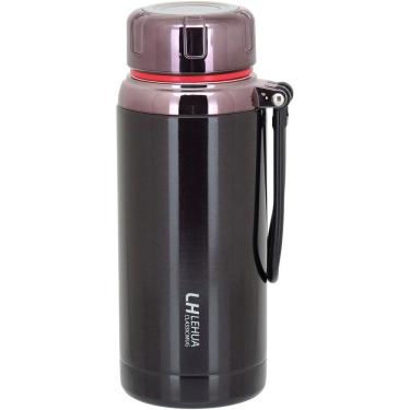 Imagem de Lehua Garrafa Térmica 22X8X8Cm 600Ml Inox Preto Parede Dupla