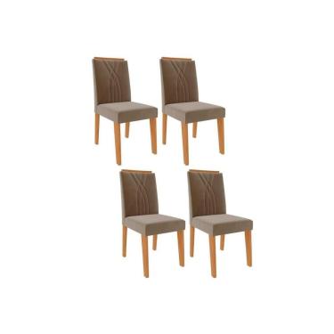 Imagem de Cadeira Sala De Jantar Nicole Kit 4 Un Nature/Suede Joli - Cimol