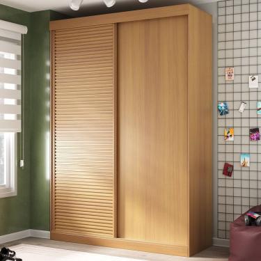 Imagem de Guarda-roupas Infantil 2 Portas 1 Porta Ripada Samambaia Teen Cabecasa Madeiramadeira Carvalho