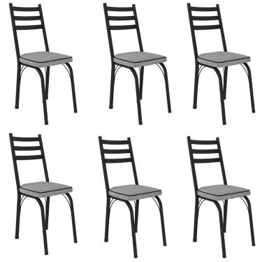 Imagem de Kit 6 Cadeiras Para Cozinha Tubular D-13 Nara De Aço Preto-grafiato