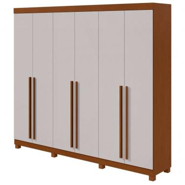 Imagem de Guarda-roupas Casal Bertha 6 Portas 4 Gavetas Sem Espelho Com Pés - Lopas Frassino/off White