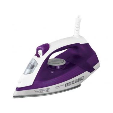 Imagem de Ferro de Passar Vapor Base Antiaderente Spray Black&decker Branco Com Lilás 110V