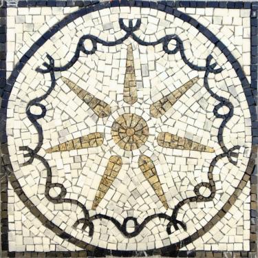 Imagem de Piso Em Mosaico Romano Estrela E Proteção Em 7 Pontas Tamanho 80cm