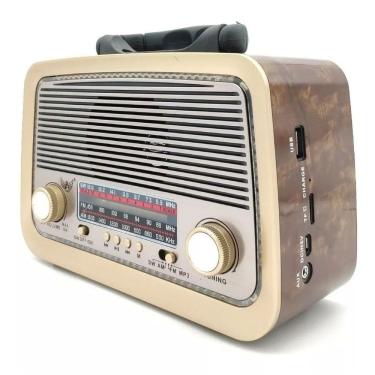 Imagem de Rádio Retrô Vintage Am Fm Sw Mp3 Com Lanterna Recarregável