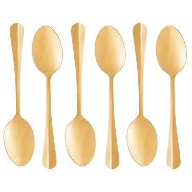 Imagem de Conjunto Com 06 Colheres Para Mesa De Aço Inox Positano Dourado 18cm 1314 - Lyor
