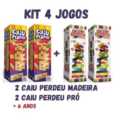 Imagem de kit 4 jogos pedagogicos 2 caiu perdeu madeira 2 caiu perdeu pro pais e
