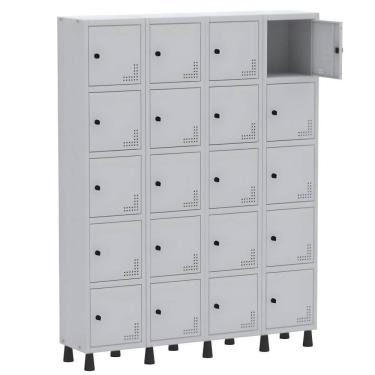 Imagem de Roupeiro De Aço Light 20 Portas Cinza Tranca Cadeado - Pandin