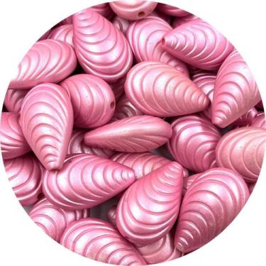 Imagem de Miçanga Passante Concha 32x20mm Plástico Rosa 10pçs 40g - Macall