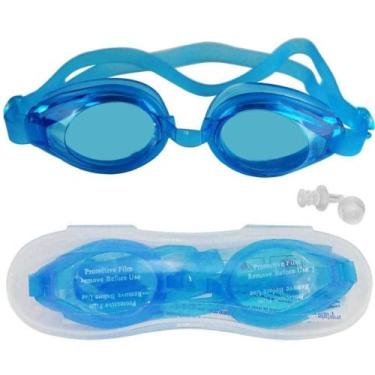 Imagem de Kit Natação Óculos Protetor Ouvido Jovens Infantil Azul Claro - DM TOY