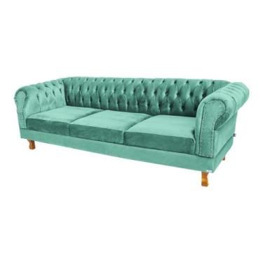 Imagem de Conjunto com 2 Sofás Chesterfield Duque 3 lugares 2M - Suede Acqua / s