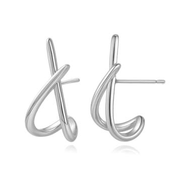 Imagem de Met-edianger Brincos de prata modernos para mulheres, minimalistas, brincos de orelha