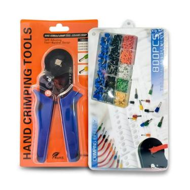 Imagem de Kit Alicate Crimpar Prensa e Terminais Ilhós 800 Un. Importado KAC800