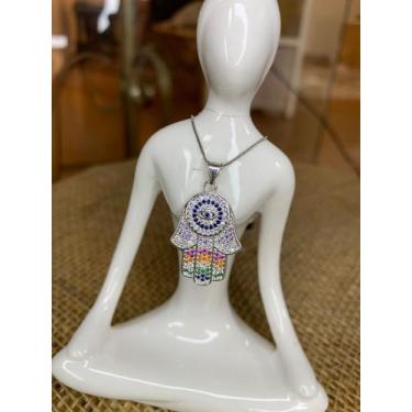 Imagem de Não de Fátima micro Zirconia coloridas - Semijoias Shofar 