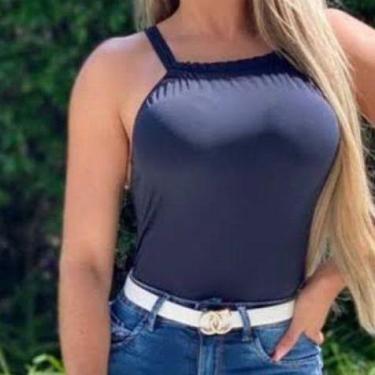 Imagem de Body Feminino Franzido na Frente Duas Alças Moda Influencer - Filó Mod