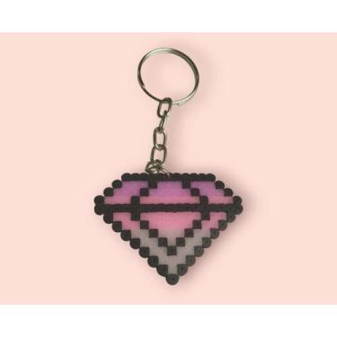 Imagem de Chaveiro Diamante rosa Pixel Arte - Pixel Jipa
