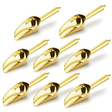 Imagem de E-far Conjunto De 8 Mini Colheres Gelo, Aço Inoxidável Douradas 3 Onças Para Doces/Farinha/Açúcar, Pequenas Metal Festas/Latas, Potes/Bar Cozinha/Máquina À Prova Ferrugem E Laváveis Na Máquina Lavar