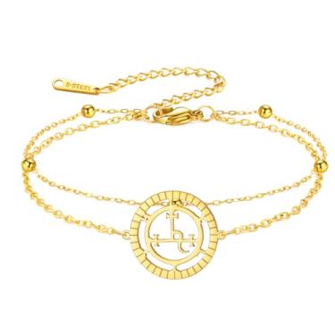 Imagem de EUEAVAN Pulseira Sigil of Lilith tornozeleira Hecate corda trançada feita à mão corda vermelha da sorte amuleto gótico tripla lua deusa joias mitologia pagã bruxaria presente mulheres homens