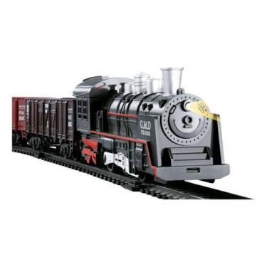 Imagem de Trem Locomotiva Infantil Com Luzes E Som Importway 14 Peças