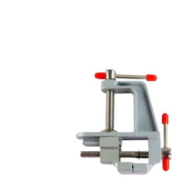 Imagem de Morsa de Mesa em Aço com Grampo C, Base Giratória 360°, Fixação em Bancada, Vermelho e Cinza