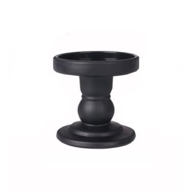 Imagem de Castiçal de vidro preto elegante suporte de castiçal cônico decorativo Tealight suporte de vela para eventos formais de casamento e centros de mesa (sem velas)
