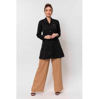 Imagem de Jaleco Feminino Preto Manga Longa Marta Gabardine Premium Fechamento B
