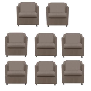 Imagem de Kit 8 Poltronas Decorativa Reforçada  Recepção Clinica Salão Suede