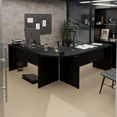 Imagem de Mesa Escrivaninha em L Canto Arredondado 140x60cm - Netmobil