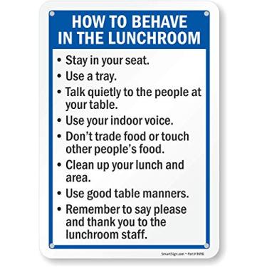Imagem de SmartSign Placa de cafeteria "How to Behave in The Lunchroom" | Plástico de 17,8 cm x 25,4 cm