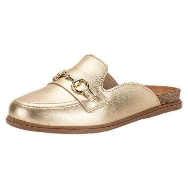 Imagem de Sapato feminino mule beira rio 4317102, Ouro, 36