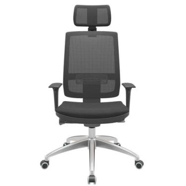 Imagem de Cadeira Office Brizza Tela Preta Com Encosto Assento Poliéster Preto A