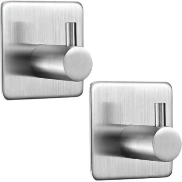 Imagem de Kit com 2 Ganchos Adesivos de Aço Inox - Suporta Até 2kg - Multiuso pa