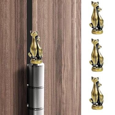 Imagem de 3 peças de topo decorativo de latão para casais, cabeças de dobradiça magnética, presentes divertidos de gato para mulheres, mãe, avó, esposa, estátua vintage, dobradiça de porta, decoração de casa