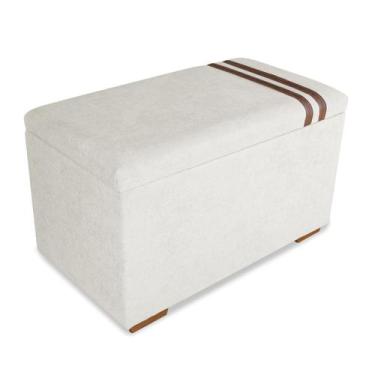 Imagem de Recamier Puff Baú Decorativo Funcional Organizador no Boucle com Cinto