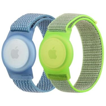 Imagem de Vancle Pulseira infantil para Apple AirTag, capa protetora para rastreador GPS com pulseira de nylon, pulseira de relógio ajustável antiperda para bebês e idosos