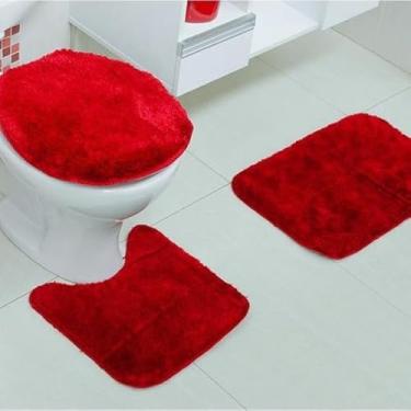 Imagem de Jogo Tapete Banheiro Felpudo 3 PÇS(VERMELHO)