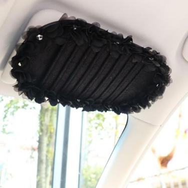 Imagem de Lindo estojo de armazenamento de CD fofo, clipe organizador de viseira de sol de renda de pelúcia, bolsa de bolso multifuncional para cartão, universal para carro (7)