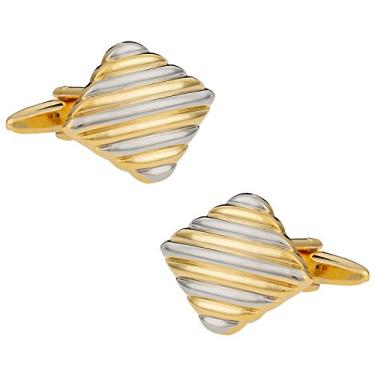 Imagem de Abotoaduras de diamante em tom dourado e prata com caixa de apresentação Cuff-Daddy