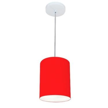 Imagem de Lustre Pendente Cilíndrico Vivare Md-4012 Cúpula em Tecido 18x25cm - Bivolt