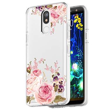 Imagem de Capa para LG K40, para LG K12 Plus/para LG X4 2019 capa de telefone com flores, capa de telefone Ueokeird fina à prova de choque com estampa floral transparente macia flexível TPU para LG K40 (flor