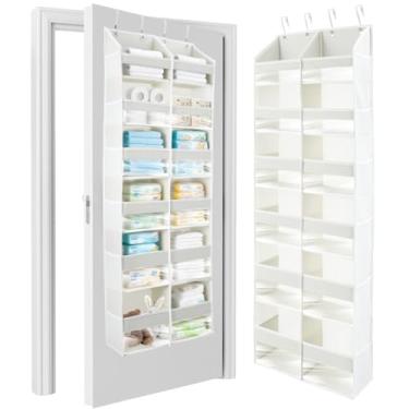 Imagem de HOMELUX THEORY Organizador resistente sobre a porta – Organizadores e armazenamento de armário extralargos, porta de armazenamento suspensa para quarto e berçário, 1 peça marfim