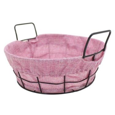 Imagem de Cesto Multiuso Porta Frutas Aço Inox Rosa Fruteira 25cm - Gici Decor